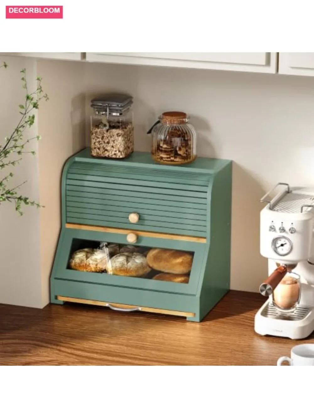 Bamboo Roll Top Bread Box with Cutting Board